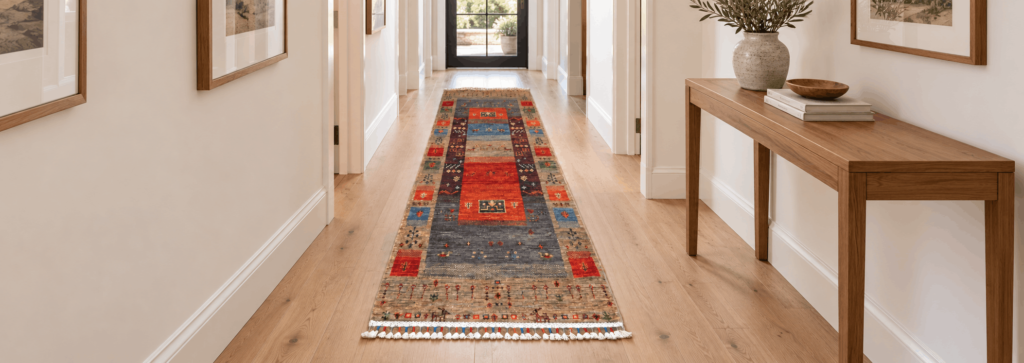 Exclusive hand-knotted Persian runner rug made of premium wool for elegant hallway and corridor interiors buy online at RugEast