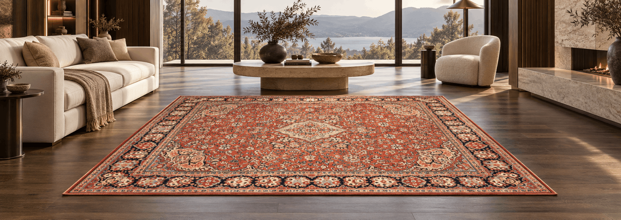 Exklusiver Sarough Teppich mit traditionellen floralen Ornamenten