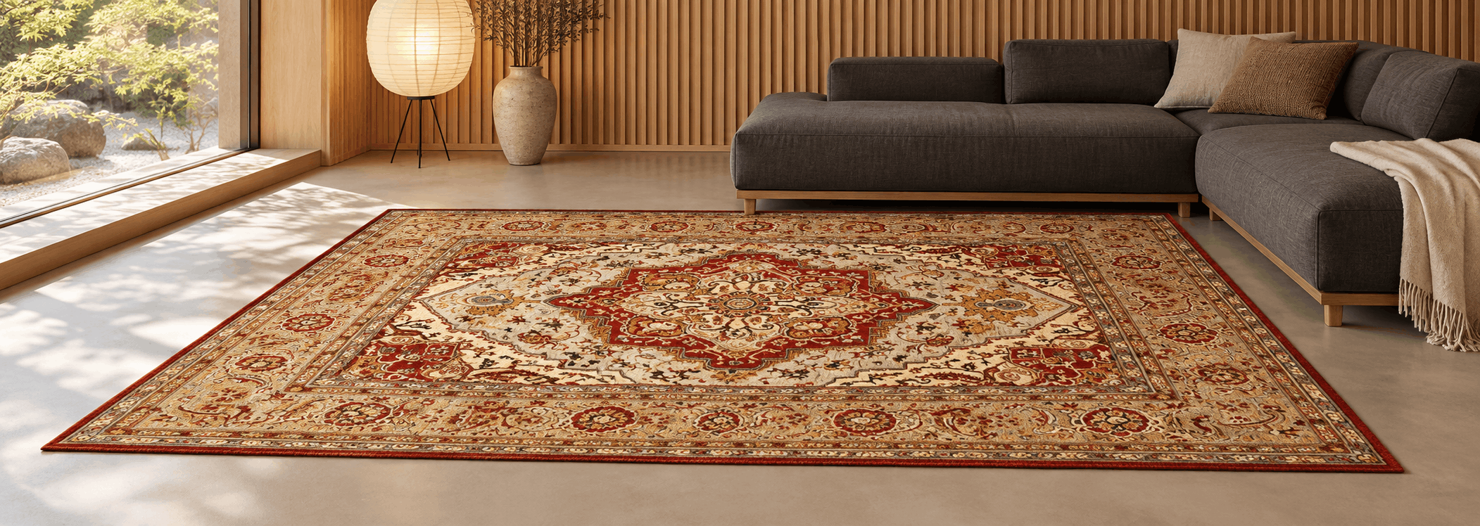Handcrafted texture and knotting detail of high-grade Ziegler and Kazak rugs