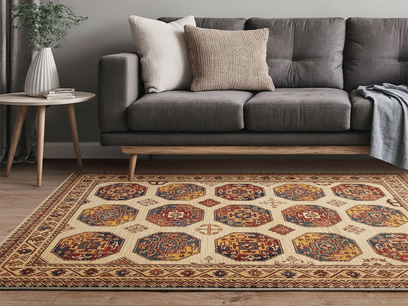 Pakistan handgeknüpfter Teppich im Wohnzimmer