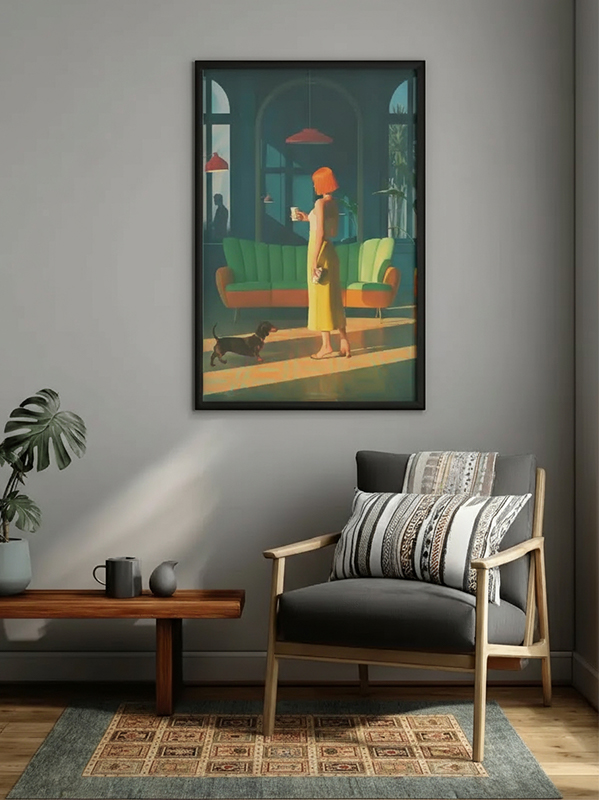 Afghan handgeknüpfter Teppich mit Möbeln